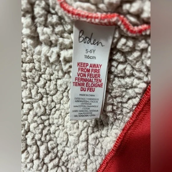 Mini Boden Sherpa Lined Hoodie red/coral | 5-6 Yrs boys kids children - Picture 2 of 5